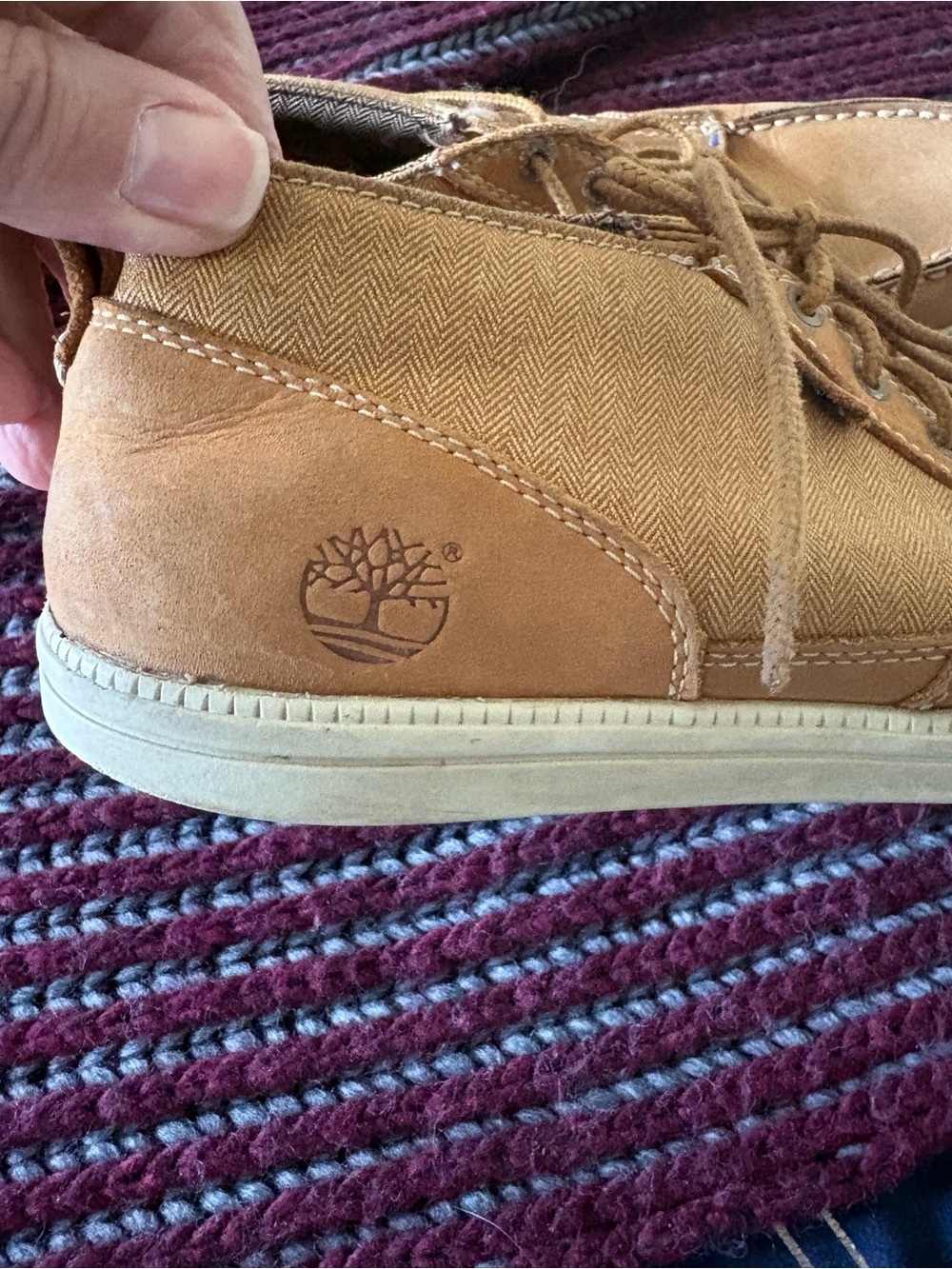 Timberland Men’s Tan Leather & Canvas Chukka Sneakers - Picture 3 of 15